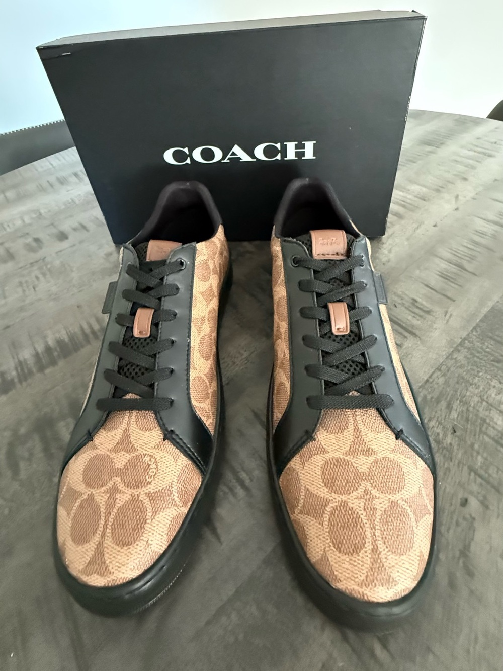 COACH Men's Brown and Black Signature Low-Top Sneakers - Picture 7 of 8